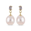 Thumbnail Image 2 of Cultured Pearl & White Topaz Dangle Earrings 10K Yellow Gold