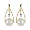 Thumbnail Image 2 of Cultured Pearl & Diamond Accent Teardrop Doorknocker Earrings 14K Yellow Gold