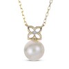 Thumbnail Image 1 of Cultured Pearl & Diamond Accent Flower Necklace 14K Yellow Gold 18"