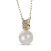 Thumbnail Image 2 of Cultured Pearl & Diamond Accent Flower Necklace 14K Yellow Gold 18"