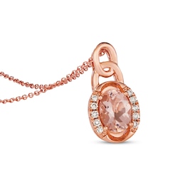 Le Vian Oval-Cut Morganite Necklace 1/10 ct tw Diamonds 14K Strawberry Gold 18&quot;