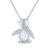 Thumbnail Image 2 of Pear-Shaped Lab-Created Opal & White Lab-Created Sapphire Penguin Necklace Sterling Silver 18"