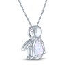 Thumbnail Image 3 of Pear-Shaped Lab-Created Opal & White Lab-Created Sapphire Penguin Necklace Sterling Silver 18"