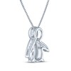 Thumbnail Image 4 of Pear-Shaped Lab-Created Opal & White Lab-Created Sapphire Penguin Necklace Sterling Silver 18"