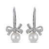 Thumbnail Image 2 of Cultured Pearl & White Lab-Created Sapphire Bow Drop Earrings Sterling Silver