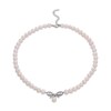Thumbnail Image 2 of Cultured Pearl & White Lab-Created Sapphire Bow Necklace Sterling Silver 18"