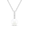 Thumbnail Image 1 of Cultured Pearl & White Lab-Created Sapphire Necklace Sterling Silver 18"