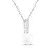 Thumbnail Image 2 of Cultured Pearl & White Lab-Created Sapphire Necklace Sterling Silver 18"
