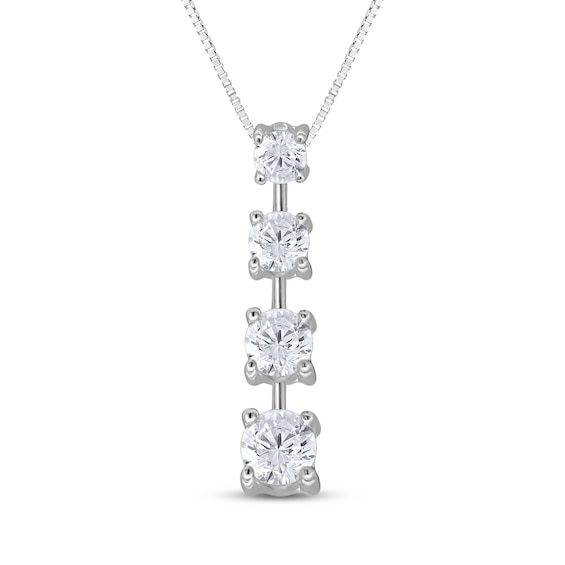 Diamond Graduated Drop Necklace 1/2 ct tw 10K White Gold 18"