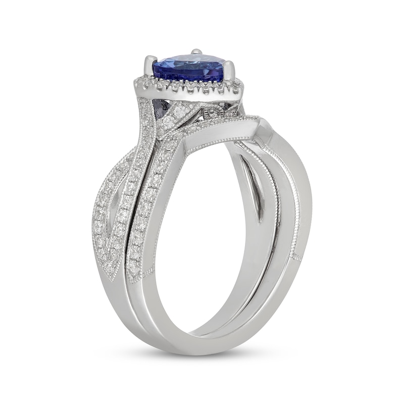 Main Image 2 of Neil Lane Heart-Shaped Tanzanite & Diamond Halo Bridal Set 1/2 ct tw 14K White Gold