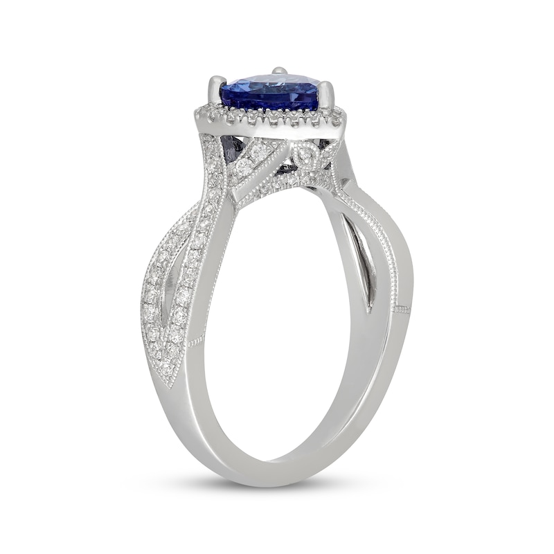 Main Image 8 of Neil Lane Heart-Shaped Tanzanite & Diamond Halo Engagement Ring 3/8 ct tw 14K White Gold