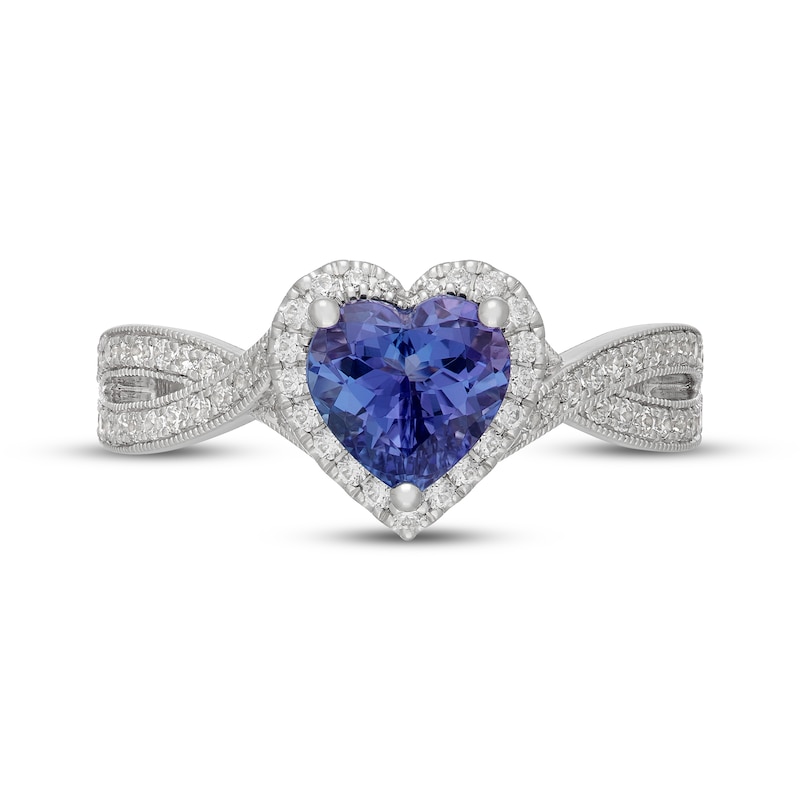 Main Image 9 of Neil Lane Heart-Shaped Tanzanite & Diamond Halo Engagement Ring 3/8 ct tw 14K White Gold
