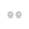 Thumbnail Image 2 of Cultured Pearl & White Lab-Created Sapphire Earrings Stud Sterling Silver
