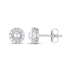Thumbnail Image 3 of Cultured Pearl & White Lab-Created Sapphire Earrings Stud Sterling Silver