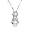 Thumbnail Image 1 of Cultured Pearl, White Lab-Created Sapphire & Black Sapphire Octopus Necklace Sterling Silver 18"