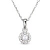 Thumbnail Image 1 of Cultured Pearl & White Lab-Created Sapphire Drop Necklace Sterling Silver 18"