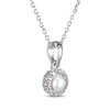 Thumbnail Image 2 of Cultured Pearl & White Lab-Created Sapphire Drop Necklace Sterling Silver 18"