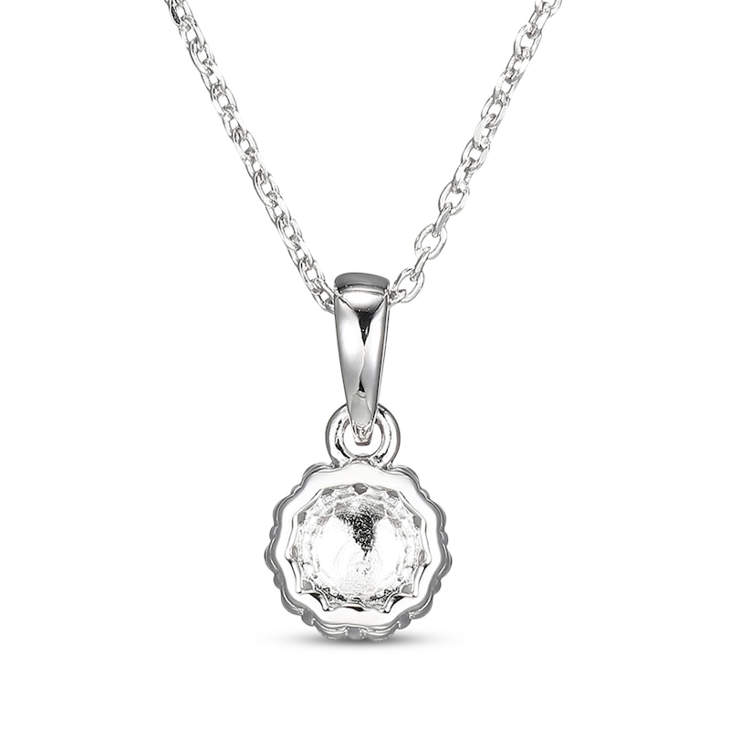 Main Image 3 of Cultured Pearl & White Lab-Created Sapphire Drop Necklace Sterling Silver 18"