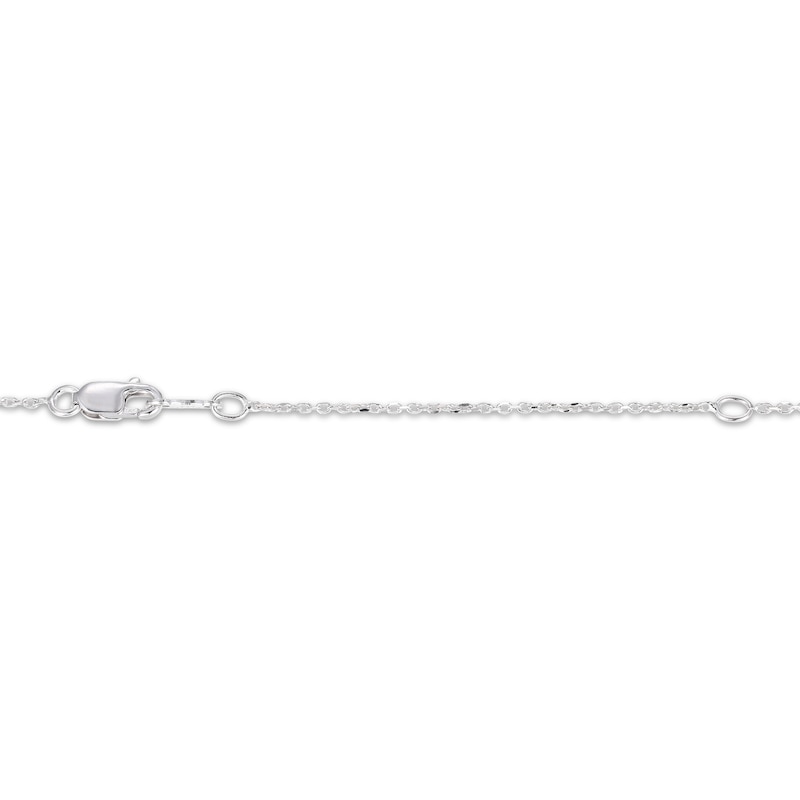 Main Image 4 of Cultured Pearl & White Lab-Created Sapphire Drop Necklace Sterling Silver 18"