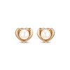 Thumbnail Image 2 of Cultured Pearl Heart Stud Earrings 10K Yellow Gold