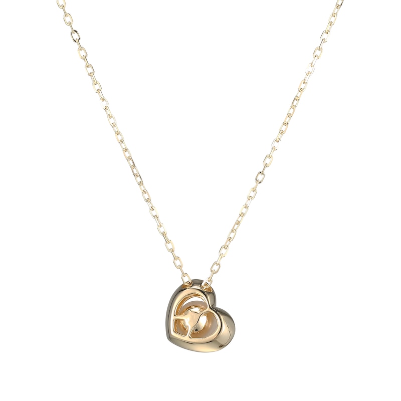 Main Image 3 of Cultured Pearl Tilted Heart Necklace 10K Yellow Gold 18"