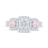 Thumbnail Image 4 of Monique Lhuillier Bliss Princess-Cut White & Peach-Pink Lab-Grown Diamond Engagement Ring 2-1/8 ct tw 18K White Gold