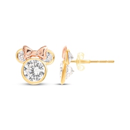 Children's Minnie Mouse Cubic Zirconia Stud Earrings 14K Two-Tone Gold