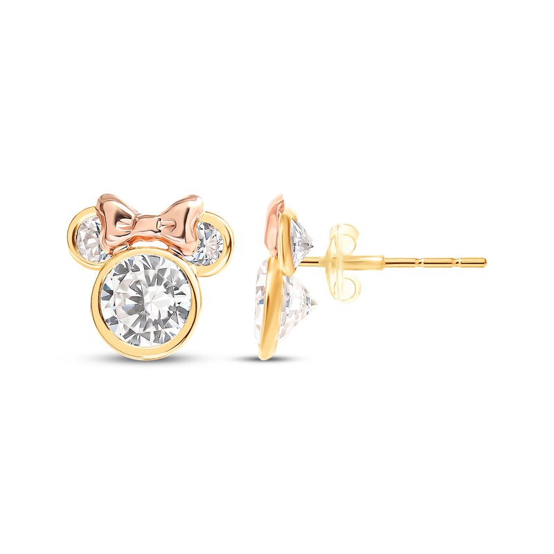 Main Image 1 of Children's Minnie Mouse Cubic Zirconia Stud Earrings 14K Two-Tone Gold