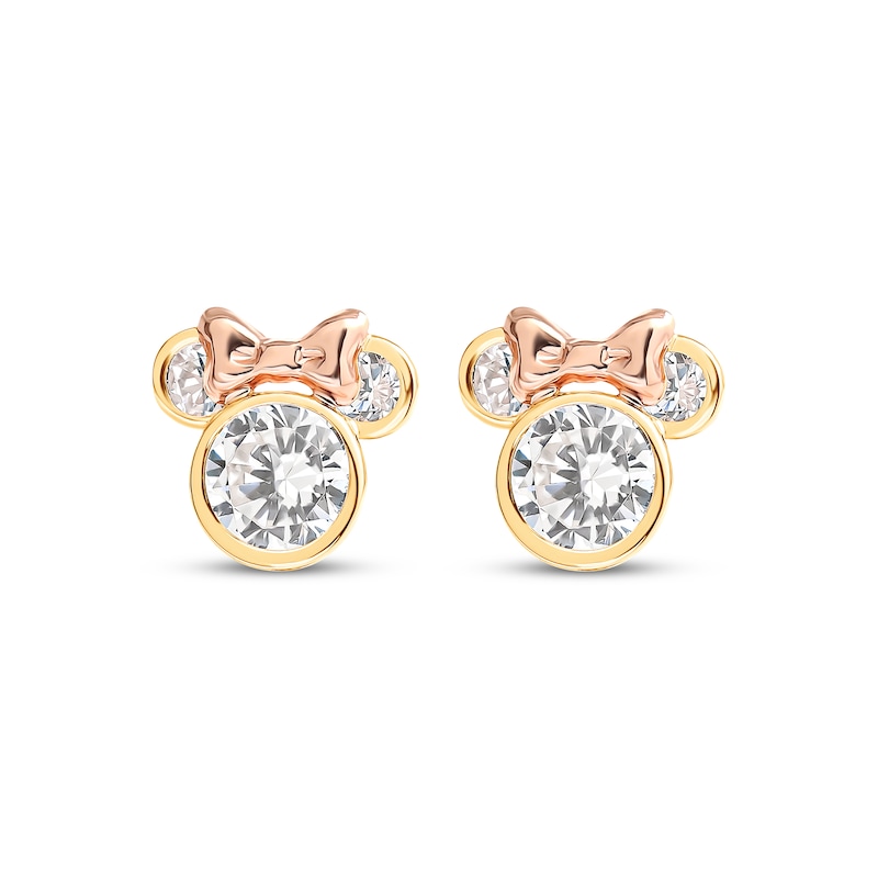 Main Image 2 of Children's Minnie Mouse Cubic Zirconia Stud Earrings 14K Two-Tone Gold