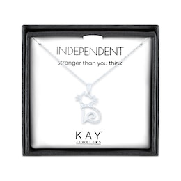 Gift Boxed Cat Silhouette Diamond Accent Necklace Sterling Silver 18"