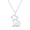 Thumbnail Image 2 of Gift Boxed Cat Silhouette Diamond Accent Necklace Sterling Silver 18"