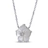 Thumbnail Image 2 of White Lab-Created Sapphire & Mother-of-Pearl Flower Necklace Sterling Silver 18"