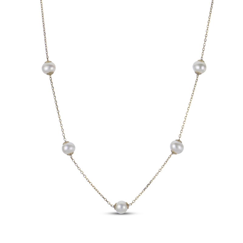 Main Image 1 of Cultured Pearl Station Necklace 14K Yellow Gold 18"