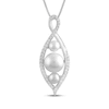 Thumbnail Image 1 of Cultured Pearl & Diamond Infinity Necklace 1/5 ct tw Sterling Silver 18"