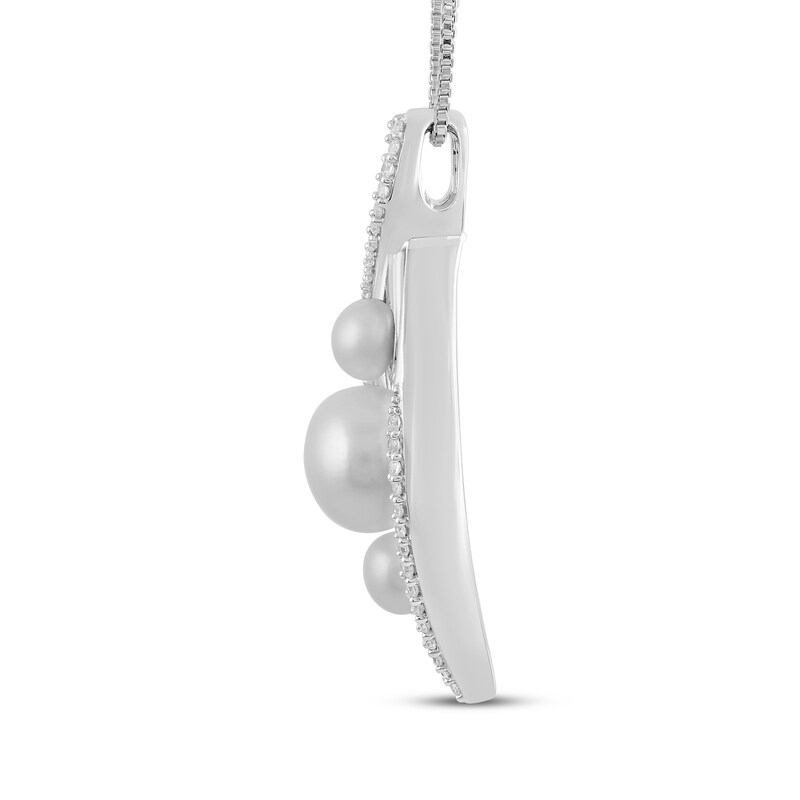 Main Image 2 of Cultured Pearl & Diamond Infinity Necklace 1/5 ct tw Sterling Silver 18"