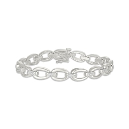 Diamond Oval Link Bracelet 1/4 ct tw Sterling Silver 7.25"