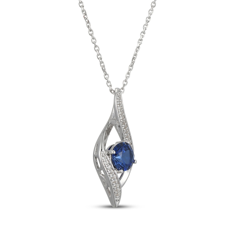 Main Image 2 of Blue & White Lab-Created Infinity Necklace Sterling Silver 18"