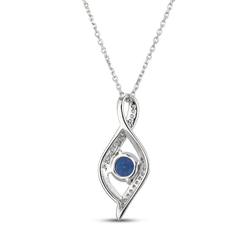 Main Image 3 of Blue & White Lab-Created Infinity Necklace Sterling Silver 18"