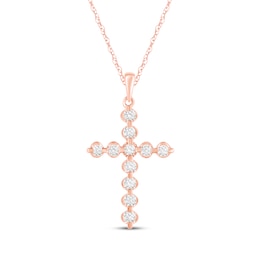 Diamond Cross Necklace 1/2 ct tw 10K Rose Gold 18"