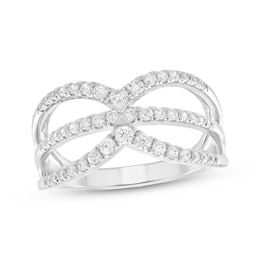 Diamond Chevron Open Shank Ring 1/2 ct tw Sterling Silver
