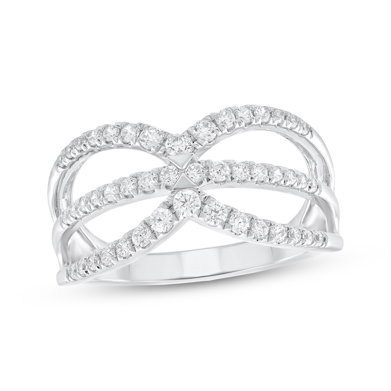 Main Image 1 of Diamond Chevron Open Shank Ring 1/2 ct tw Sterling Silver