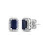 Thumbnail Image 1 of Octagon-Cut Natural Blue Sapphire & Diamond Stud Earrings 1/8 ct tw 14K White Gold