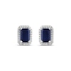 Thumbnail Image 2 of Octagon-Cut Natural Blue Sapphire & Diamond Stud Earrings 1/8 ct tw 14K White Gold