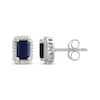Thumbnail Image 3 of Octagon-Cut Natural Blue Sapphire & Diamond Stud Earrings 1/8 ct tw 14K White Gold