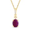 Thumbnail Image 1 of Oval-Cut Natural Ruby & Diamond Drop Necklace 1/20 ct tw 14K Yellow Gold 18"