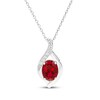 Thumbnail Image 1 of Oval-Cut Lab-Created Ruby & White Lab-Created Sapphire Necklace Sterling Silver 18"