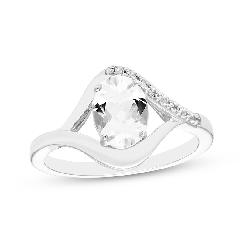 Main Image 1 of Oval-Cut White Lab-Created Sapphire Ring Sterling Silver
