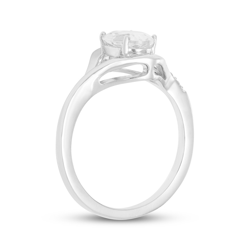 Main Image 2 of Oval-Cut White Lab-Created Sapphire Ring Sterling Silver