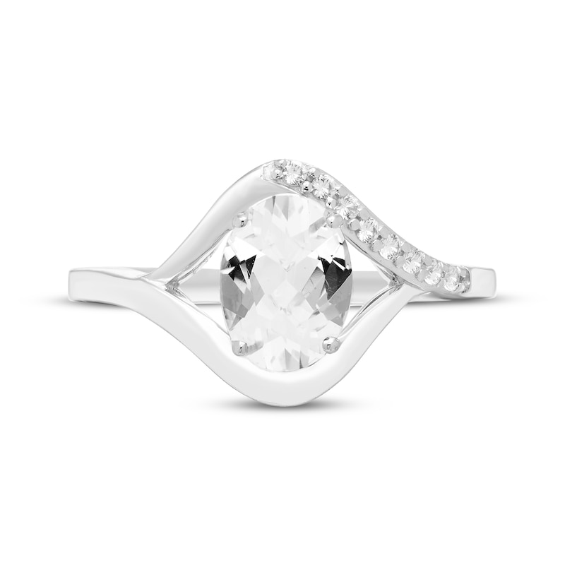 Main Image 3 of Oval-Cut White Lab-Created Sapphire Ring Sterling Silver