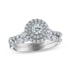 Thumbnail Image 1 of Adore Round-Cut Diamond Double Halo Bridal Set 7/8 ct tw 10K White Gold